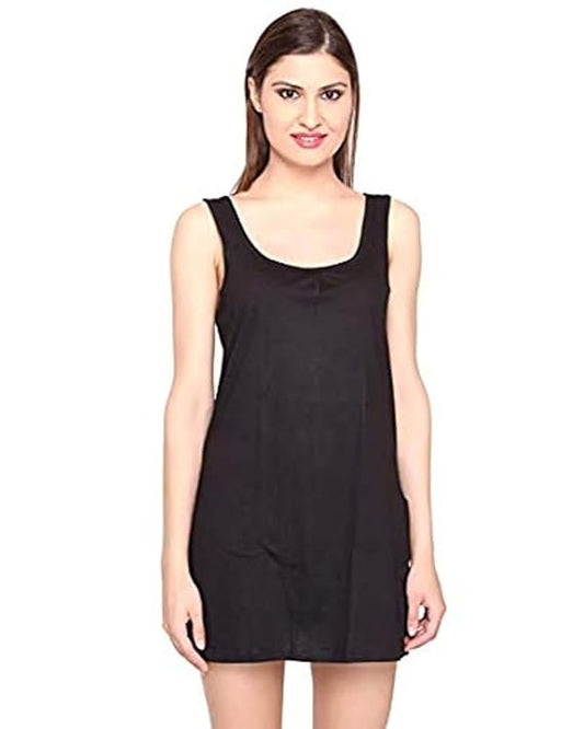 TWGE - Cotton Short Length Camisole for Women - Short Innerwear Petticoat - Kurti Slip - Suit Slip - Pack of 1 - Black