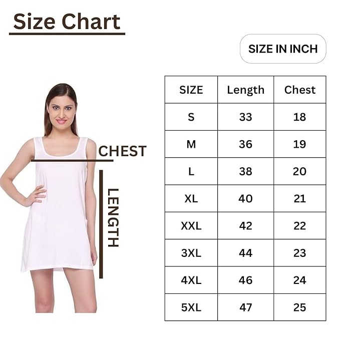 TWGE - Cotton Short Length Camisole for Women - Short Innerwear Petticoat - Kurti Slip - Suit Slip - Pack of 1 - Skin