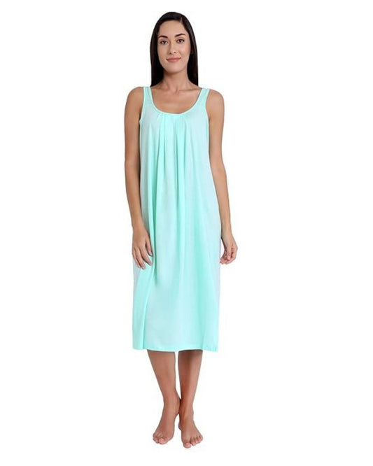 TWGE Cotton Full Length Camisole for Women - Long Innerwear - Color Aqua