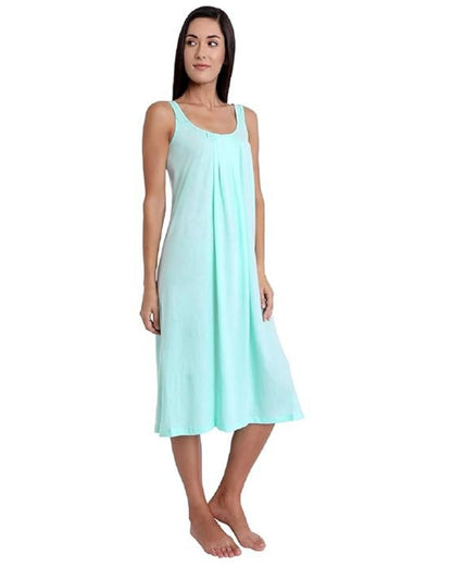 TWGE Cotton Full Length Camisole for Women - Long Innerwear - Color Aqua