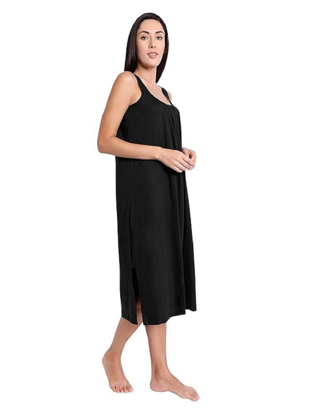 TWGE Cotton Full Length Camisole for Women - Long Innerwear - Color Black