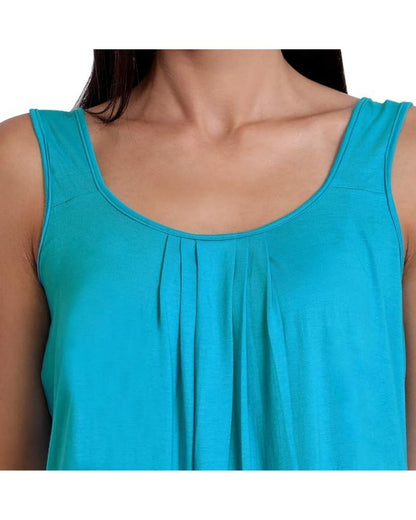 TWGE Cotton Full Length Camisole for Women - Long Innerwear - Color Firozi