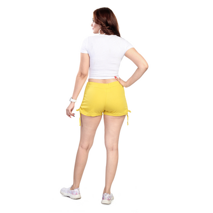 TWGE Women Cotton Hot Shorts - Short Pants for Ladies - Ideal for Gym Yoga & Nightwear - Color Mustard