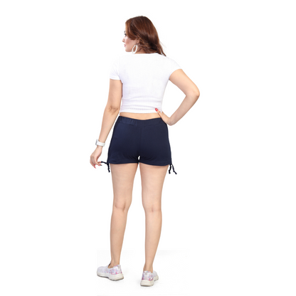 TWGE Women Cotton Hot Shorts - Short Pants for Ladies - Ideal for Gym Yoga & Nightwear - Color Navy Blue