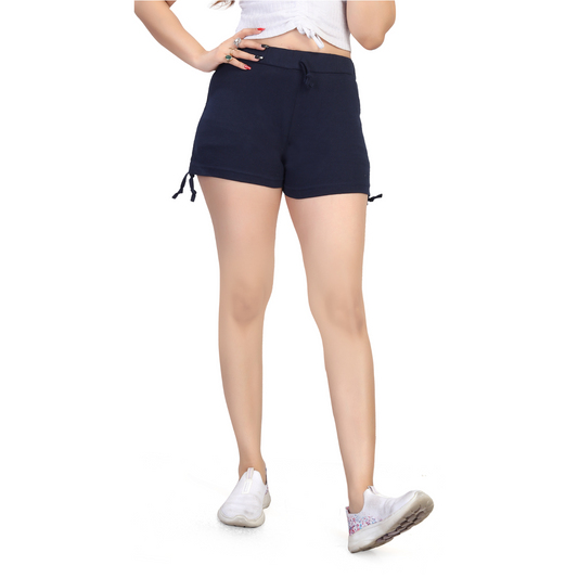 TWGE Women Cotton Hot Shorts - Short Pants for Ladies - Ideal for Gym Yoga & Nightwear - Color Navy Blue