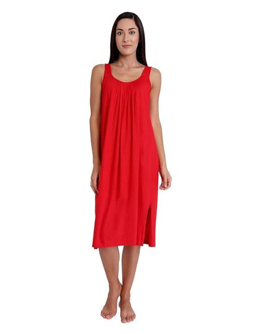 TWGE Cotton Full Length Camisole for Women - Long Innerwear - Color Red