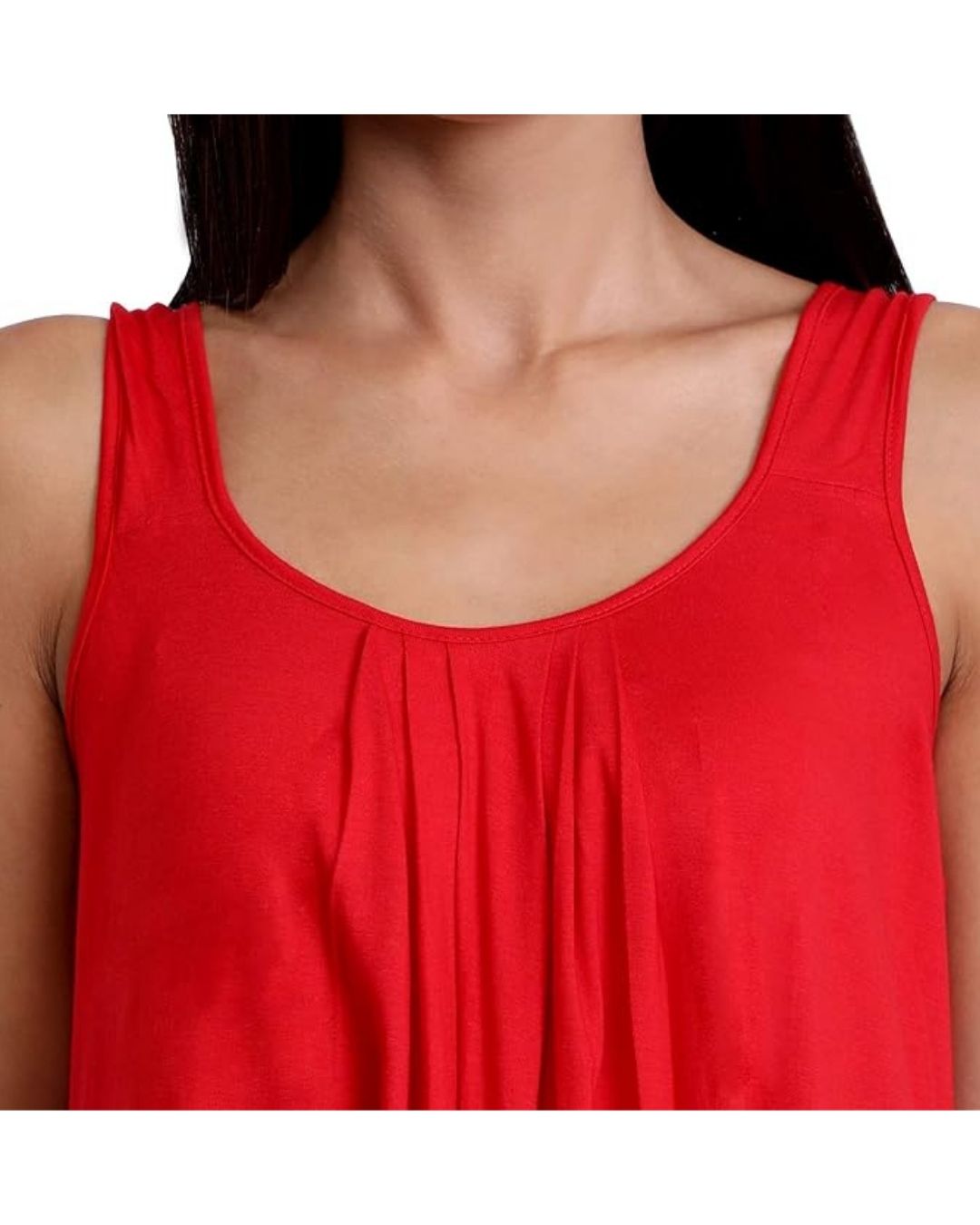 TWGE Cotton Full Length Camisole for Women - Long Innerwear - Color Red