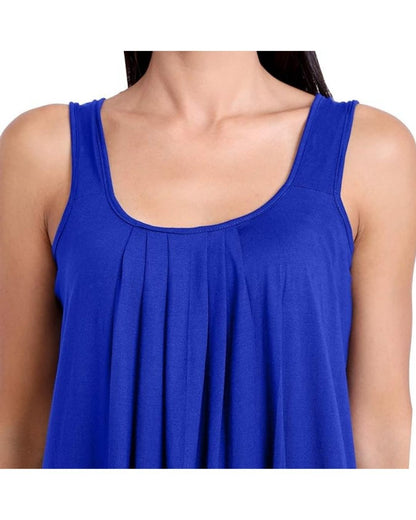 TWGE Cotton Full Length Camisole for Women - Long Innerwear - Color Royal Blue