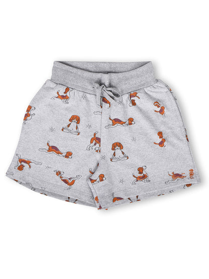 TWGE - Kids Shorts for Girls - Short Pants - Printed Regular Fit Half Pants - Color Grey
