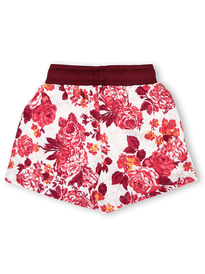 TWGE - Kids Shorts for Girls - Short Pants - Printed Regular Fit Half Pants - Color White