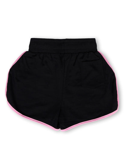 TWGE - Kids Shorts for Girls - Short Pants - Printed Regular Fit Half Pants - Color Black