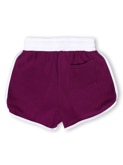 TWGE - Kids Shorts for Girls - Short Pants - Printed Regular Fit Half Pants - Color Purple