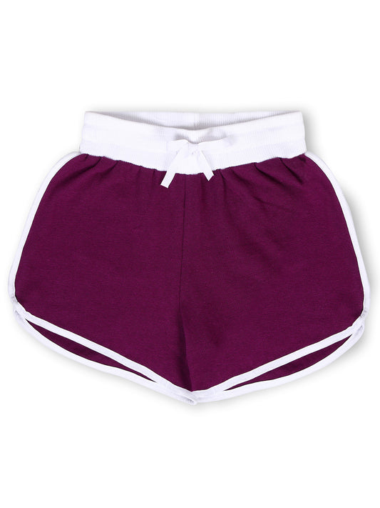 TWGE - Kids Shorts for Girls - Short Pants - Printed Regular Fit Half Pants - Color Purple