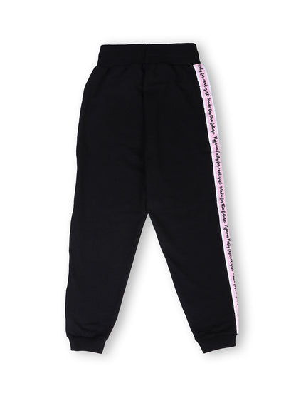 TWGE - Kids Joggers for Girls - Track Pants - Solid Regular Fit Tracks - Color Dark Black
