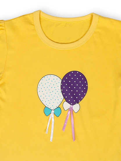 TWGE - Kids Tshirt for Girls - Printed Regular Fit Tees - Color Yellow
