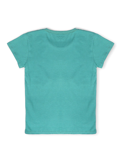 TWGE - Kids Tshirt for Girls - Printed Regular Fit Tees - Color Mint green