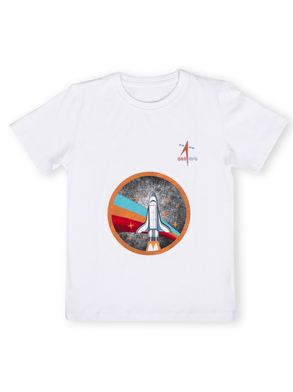 TWGE - Kids Tshirt for Boys - ISRO Space Theme - Printed Cotton Tees - Color White