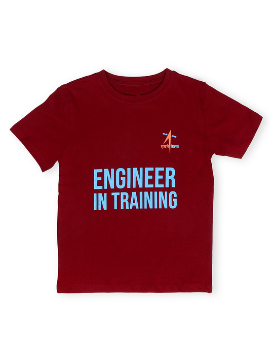 TWGE - Kids Tshirt for Boys - ISRO Space Theme - Printed Cotton Tees - Color Maroon