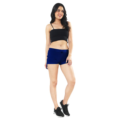 TWGE Women Cotton Hot Shorts - Short Pants for Ladies - Ideal for Gym Yoga & Nightwear - Color Royal Blue