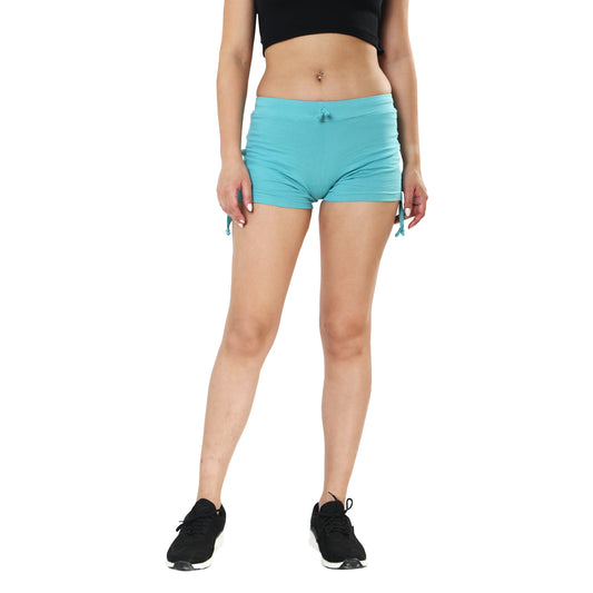 TWGE Women Cotton Hot Shorts - Short Pants for Ladies - Ideal for Gym Yoga & Nightwear - Color Turquoise Blue