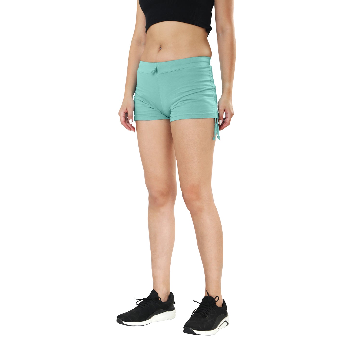 TWGE Women Cotton Hot Shorts - Short Pants for Ladies - Ideal for Gym Yoga & Nightwear - Color Teal Blue