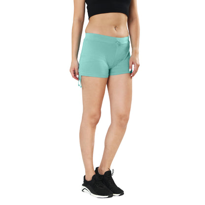 TWGE Women Cotton Hot Shorts - Short Pants for Ladies - Ideal for Gym Yoga & Nightwear - Color Teal Blue
