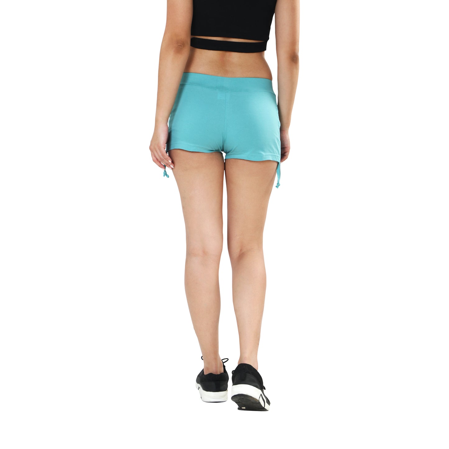 TWGE Women Cotton Hot Shorts - Short Pants for Ladies - Ideal for Gym Yoga & Nightwear - Color Turquoise Blue