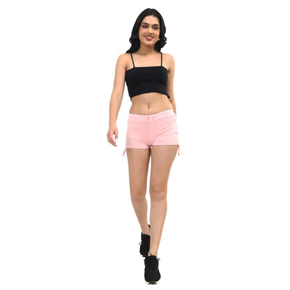 TWGE Women Cotton Hot Shorts - Short Pants for Ladies - Ideal for Gym Yoga & Nightwear - Color Baby Pink