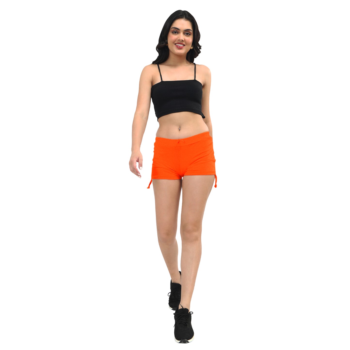 TWGE Women Cotton Hot Shorts - Short Pants for Ladies - Ideal for Gym Yoga & Nightwear - Color Orange