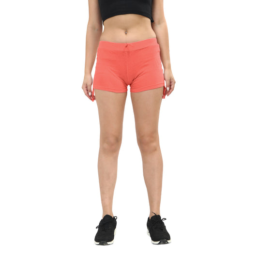 TWGE Women Cotton Hot Shorts - Short Pants for Ladies - Ideal for Gym Yoga & Nightwear - Color Dark Peach