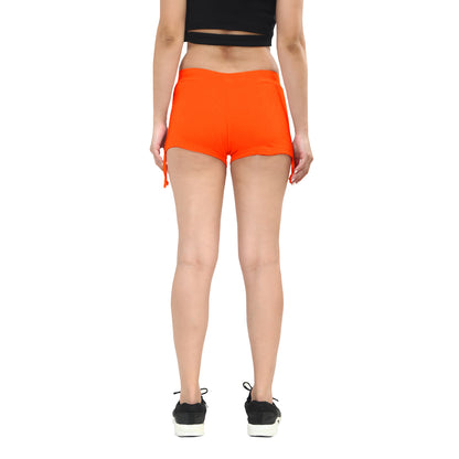 TWGE Women Cotton Hot Shorts - Short Pants for Ladies - Ideal for Gym Yoga & Nightwear - Color Orange