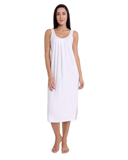 TWGE Cotton Full Length Camisole for Women - Long Innerwear - Color White