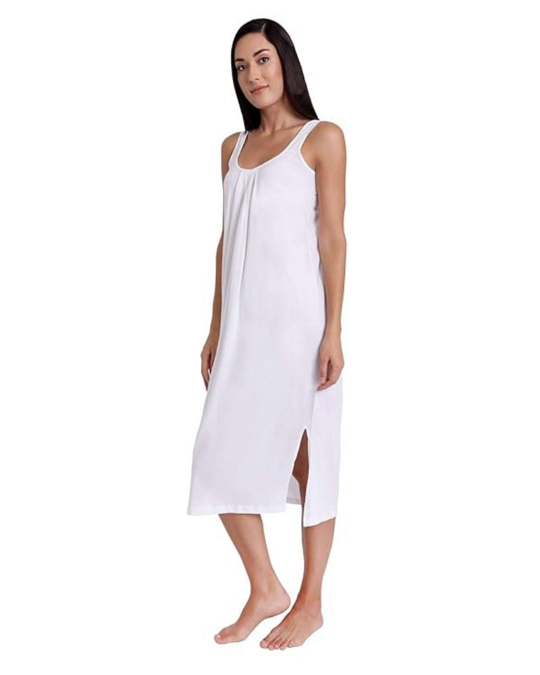 TWGE Cotton Full Length Camisole for Women - Long Innerwear - Color White